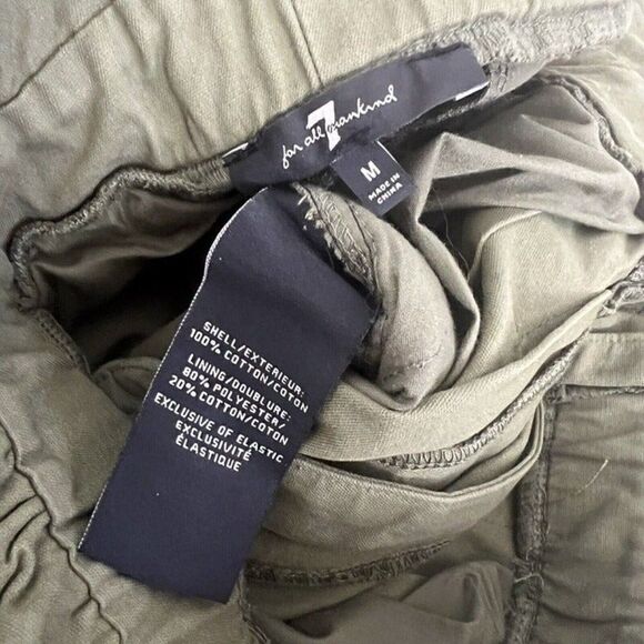 7 For All Mankind Womens Army Green Paperbag Waist Wide Leg Pants Trousers Med - Picture 9 of 9